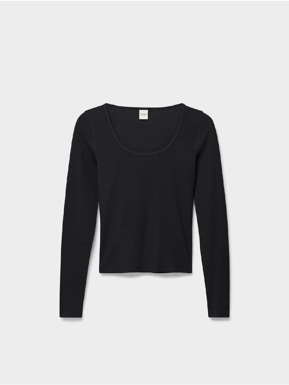 Aritzia Women's Long Sleeve Scoop Neck Top - Charcoal Gray